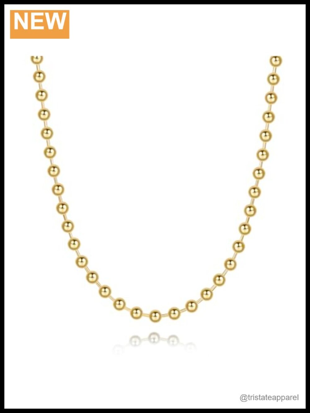 14k Gold Plated Beaded Chain Necklace Adjustable 18in Women